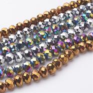 Electroplate Glass Beads Strands, Faceted, Rondelle, Mixed Color, 10x7mm, Hole: 1mm, about 70~72pcs/strand, 18 inch(GR7x10mmY-M2)