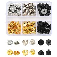 56Pcs 5 Style Brass & Alloy & Silicone Lapel Pin Back Kits, Butterfly Clutch Backing Pin Locking Clasp, Platinum & Golden, 7~10x5.5~10mm, Hole: 1~1.2mm(DIY-YW0008-35)