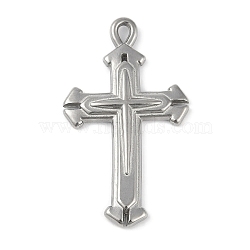 Non-Tarnish 304 Stainless Steel Pendants, Cross Charm, Stainless Steel Color, 44.5x26x4mm, Hole: 2mm(STAS-Q328-01P-07)