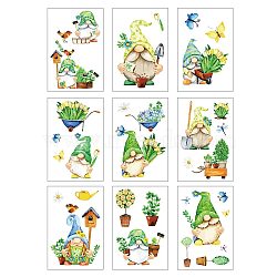 PVC Window Sticker, for Window or Stairway Home Decoration, Rectangle, Gnome Pattern, 300x195mm(DIY-WH0435-004)