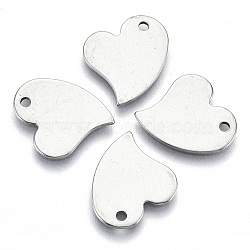 Non-Tarnish 201 Stainless Steel Charms, Laser Cut, Stamping Blank Tag, Heart, Stainless Steel Color, 12.5x13x0.8mm, Hole: 1.4mm(STAS-R116-014)