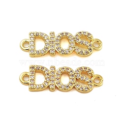 Rack Plating Brass Cubic Zirconia DIOS Links Connector Charms, Cadmium Free & Lead Free, Real 18K Gold Plated, 7x21x2mm, Hole: 1.4mm(KK-S379-22G)