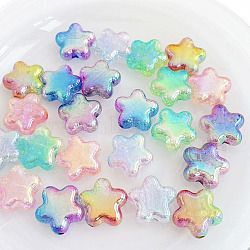 Transparent Crackle Acrylic European Beads, Gradient Color, Star, Mixed Color, 21.8x22.6x9.3mm, Hole: 4mm(OACR-K008-18)