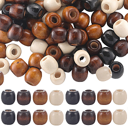 200Pcs 4 Colors Dyed Natural Maple Wood Beads, Barrel, Lead Free, Mixed Color, 16x16~17mm, Hole: 8mm, 50pcs/color(WOOD-GF0001-93)