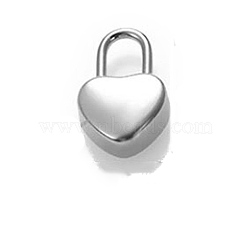 Stainless Steel Pendants, Heart Padlock Charm, Stainless Steel Color, 18x12mm(PW-WGC5F43-06)