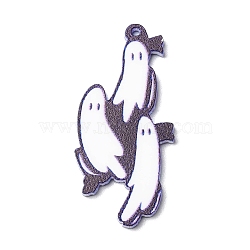 Opaque Acrylic Pendants, Halloween Ghost Charms, White, 45x21x2.5mm, Hole: 1.6mm(MACR-M027-02C)