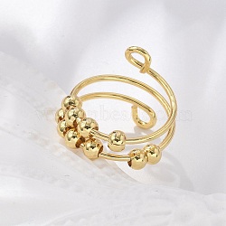 Rotatable Finger Rings for Women, Brass Fidget Spinner Rings, Real 18K Gold Plated, 18.5mm, Inner Diameter: 18mm(RJEW-D302-01G-02)