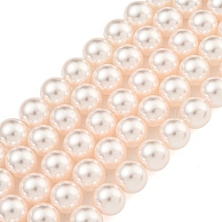 Glass Pearl Beads Strands, Round, PeachPuff, 10mm, Hole: 0.6mm, about 43pcs/strand, 16.18''(41.1cm)(HY-G002-01E-03)