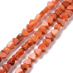 Natural Calcite Beads Strands, Dyed, Triangle, Orange Red, 5.5x6x3.5mm, Hole: 0.8mm, about 81pcs/strand, 15.94 inch(40.5cm)(G-G852-01G)