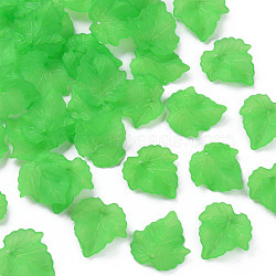Frosted Transparent Acrylic Grape Leaf Pendants, Green, about 24mm long, 22.5mm wide, 3mm thick, hole:1mm(X-PAF002Y-7)