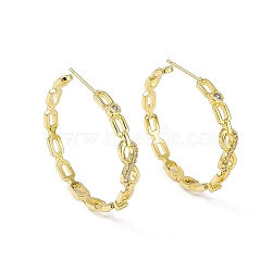 Clear Cubic Zirconia Infinity Stud Earrings, Rack Plating Brass Half Hoop Earrings for Women, Cadmium Free & Lead Free, Real 18K Gold Plated, 37x40x4~5.5mm, Pin: 0.8mm(EJEW-I277-16G)