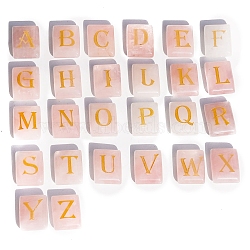 26Pcs 26 Styles Rectangle Natural Rose Quartz Lettern Stones, Healing Stones for Chakras Balancing, Crystal Therapy, Meditation, Reiki, Divination Stone, 20x5x6mm, 26pcs/set(PW-WG36204-04)