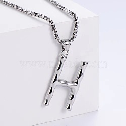 3Pcs Stainless Steel Textured Letter Pendants, Without Chain, Letter H(LW4134-8)