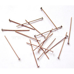Iron Flat Head Pins, Cadmium Free & Nickel Free & Lead Free, Red Copper, 22x0.75~0.8mm, 20 Gauge, about 600pcs/50g, Head: 2mm(X-HPR2.2cm-NF)