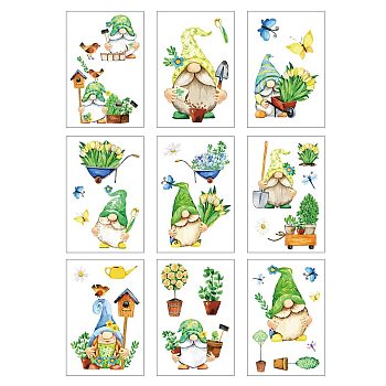 PVC Window Sticker, for Window or Stairway Home Decoration, Rectangle, Gnome Pattern, 300x195mm