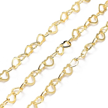 925 Sterling Silver Heart Link Chains, Soldered, Real 18K Gold Plated, 4x5.5x0.6mm