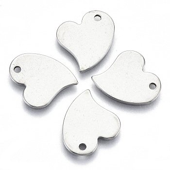 201 Stainless Steel Charms, Laser Cut, Stamping Blank Tag, Heart, Stainless Steel Color, 12.5x13x0.8mm, Hole: 1.4mm