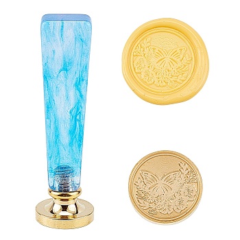 CRASPIRE DIY Stamp Making Kits, Including Acrylic Handle and Brass Wax Seal Stamp Heads, Butterfly Pattern, Handle: 79.5x21x13mm, 1pc, Stamp: 25mm, 1pc