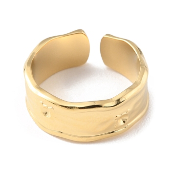 304 Stainless Steel Open Cuff Rings, Real 14K Gold Plated, Inner Diameter: 17mm