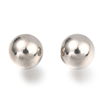 201 Stainless Steel Beads, No Hole/Undrilled, Solid Round, Stainless Steel Color, 8mm
