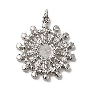 304 Stainless Steel Pendant Cabochon Settings, Flower Charm, Stainless Steel Color, Tray: 4mm, 20x18x2mm, Hole: 3mm