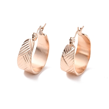 Ion Plating(IP) 304 Stainless Steel Thick Hoop Earrings for Women, Rose Gold, 22x19.5x8mm, Pin: 0.5mm