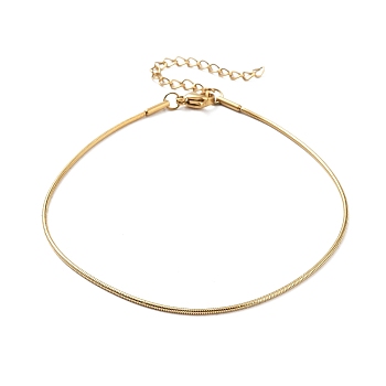 Ion Plating(IP) 304 Stainless Steel Round Snake Chains Bracelets, Real 18K Gold Plated, 9 inch(22.7cm), 1mm Wide