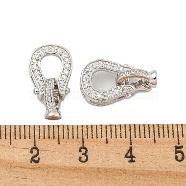 925 Sterling Silver Micro Pave Clear Cubic Zirconia Fold Over Clasps(STER-U001-22P)-3