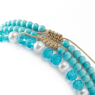 Ensemble de bracelets de cheville en turquoise synthétique et howlite naturelle sur le thème de l'océan(AJEW-AN00505)-5