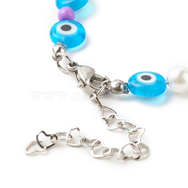 Evil Eye Handmade Lampwork Beaded Bracelets for Women(BJEW-JB07761)-5