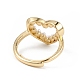Plastic Pearl Hollow Out Heart Adjustable Ring(RJEW-L100-012G)-3