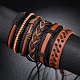Bracelet à cordon en simili cuir tressé réglable de style 5pcs 5 serti de cordon ciré pour hommes(BJEW-F458-03)-7