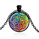 Flower of Life Glass Pendant Necklace(CHAK-PW0001-017D)-1