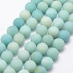 Natural Amazonite Beads Strands, Frosted, Round, 12mm, Hole: 1mm, about 32pcs/strand, 15.1 inch(G-K209-03A-12mm)