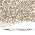 TOHO 8/0 Demi Round Beads, Japanese Seed Beads, (PF21F) PermaFinish Crystal Silver Lined Matte, 3x1.15mm, Hole: 1.2mm, about 33500pcs/pound(450g)(SEED-DR08-PF21F)