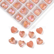 Pointed Back Glass Rhinestone Cabochons, Imitation Tourmaline, Faceted, Heart, Red, 8x8x5mm(GGLA-S003-02C)