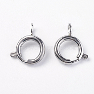 304 Stainless Steel Smooth Surface Spring Ring Clasps, Stainless Steel Color, 12.5x2.5mm, Hole: 2.5mm(STAS-E143-03D-P)