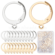80Pcs 2 Colors 304 Stainless Steel Leverback Earring Findings, with Horizontal Loop, Mixed Color, 14.5x12x2mm, Hole: 1.2mm, 40pcs/color(STAS-SC0004-60)