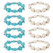 8Pcs 2 Colors Dyed Synthetic Turquoise Tortoise Beaded Stretch Bracelets Set for Women, Mixed Color, Inner Diameter: 2-1/8 inch(5.3cm), 4Pcs/color(BJEW-DC0001-04)