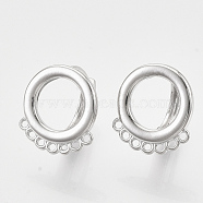 Hoop Earring Findings, with Vertical Loop, Ring, Nickel Free, Real Platinum Plated, 15.5x14x13.5mm, Hole: 1mm, pin: 1mm(KK-T048-007P-NF)