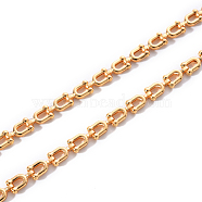 Brass Link Chains, U Shape, Unwelded, Nickel Free, Real 18K Gold Plated, 9.5x5x2mm(CHC-T014-001G-NF)