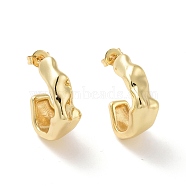 Rack Plating Brass C-shape Stud Earrings, Half Hoop Earrings for Women, Cadmium Free & Lead Free, Real 18K Gold Plated, 21x18x8mm, Pin: 0.8mm(EJEW-G315-10G)