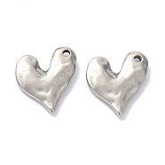 304 Stainless Steel Pendants, Heart, Stainless Steel Color, 19x17x3mm, Hole: 1.8mm(STAS-K216-17P)