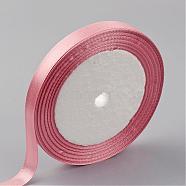 Single Face Satin Ribbon, Polyester Ribbon, Breast Cancer Pink Awareness Ribbon Making Materials, Valentines Day Gifts, Boxes Packages, Pink, 3/8 inch(10mm), about 25yards/roll(22.86m/roll), 10rolls/group, 250yards/group(228.6m/group)(RC10mmY-041)