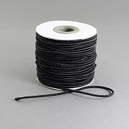 Round Elastic Cord, with Nylon Outside and Rubber Inside, Black, 2mm, about 43.74 yards(40m)/roll(EC-R001-2mm-038A)