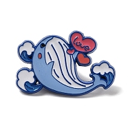 Blue Whale Enamel Pins, Alloy Brooch for Backpack Clothes, Heart, 21x32.5x1.7mm(JEWB-D021-01C)