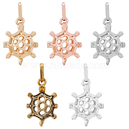 HOBBIEASY 5Pcs 5 Colors Brass Bead Cage Pendants, for Chime Ball Pendant Necklaces Making, Hollow Tortoise Charm, Mixed Color, Inner Diameter: 18mm, 1pc/color(KK-HY0001-57)