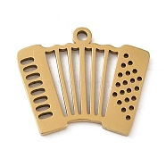 5Pcs 201 Stainless Steel Pendants, Laser Cut, Organ Charm, Golden, 13.5x16x1mm, Hole: 1.2mm(STAS-B064-12G)