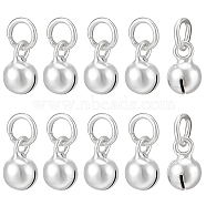 10Pcs Sterling Silver Pendants, Bell Charms, with Jump Rings, Silver, 6.6x4mm, Hole: 4mm(STER-BC0001-98)