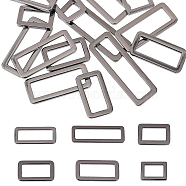 24Pcs 6 Style Rectangle Zinc Alloy Adjuster Buckles, for Bag Strap Accessories, Gunmetal, 2.1~5.7x1.55~1.9x0.3cm, Inner Diameter: 1.5~4.95x0.9~1.15cm, 4pcs/style(FIND-CA0008-58)